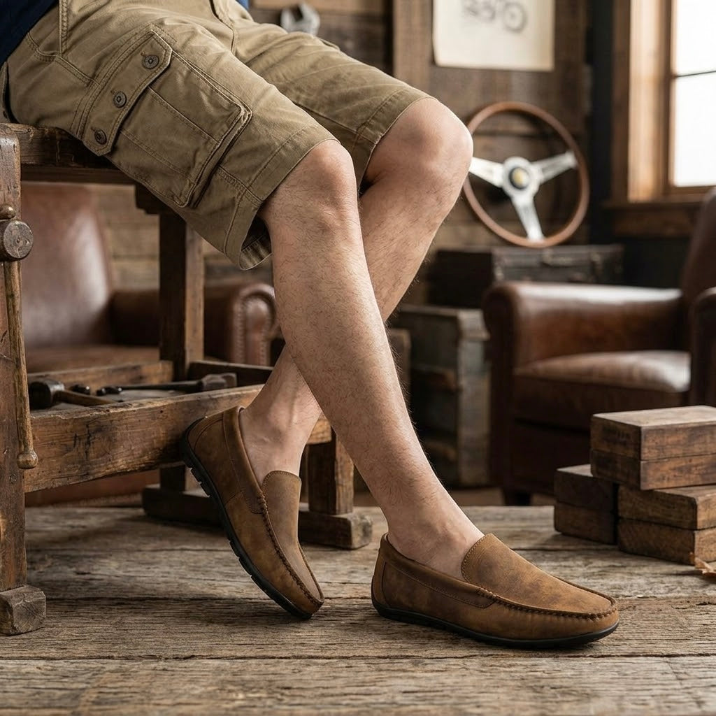 Ilakad Elliot Zac Driving Loafer Shoes Men Slip on Genuine Leather Shoes Marikina Made (Copy)
