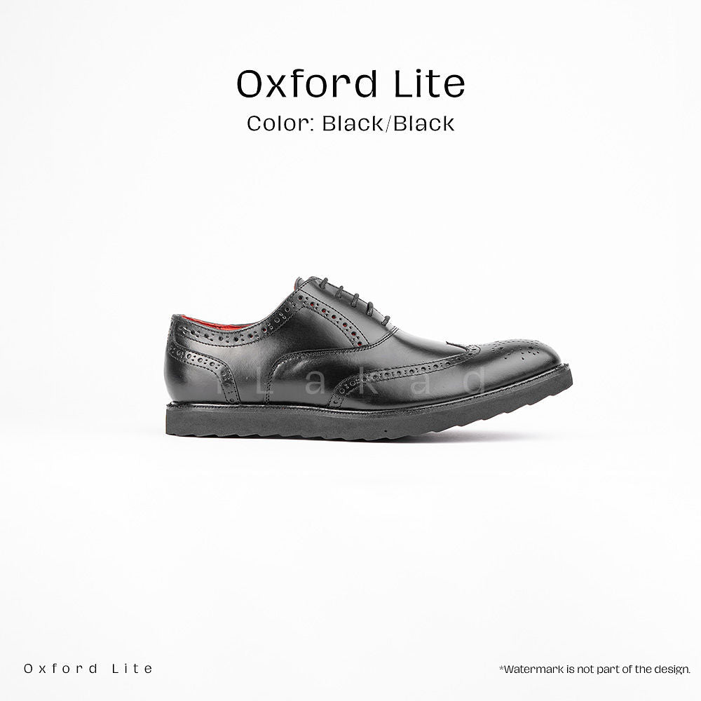 Ilakad Oxford LITE Black/Black Wingtip Rubber Outsole Smart Casual Formal Genuine Leather Shoes Marikina Made