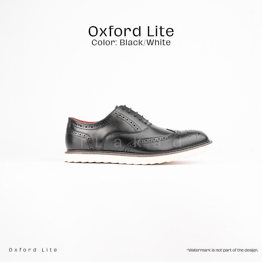 Ilakad Oxford LITE Black/White Wingtip Rubber Outsole Smart Casual Formal Genuine Leather Shoes Marikina Made