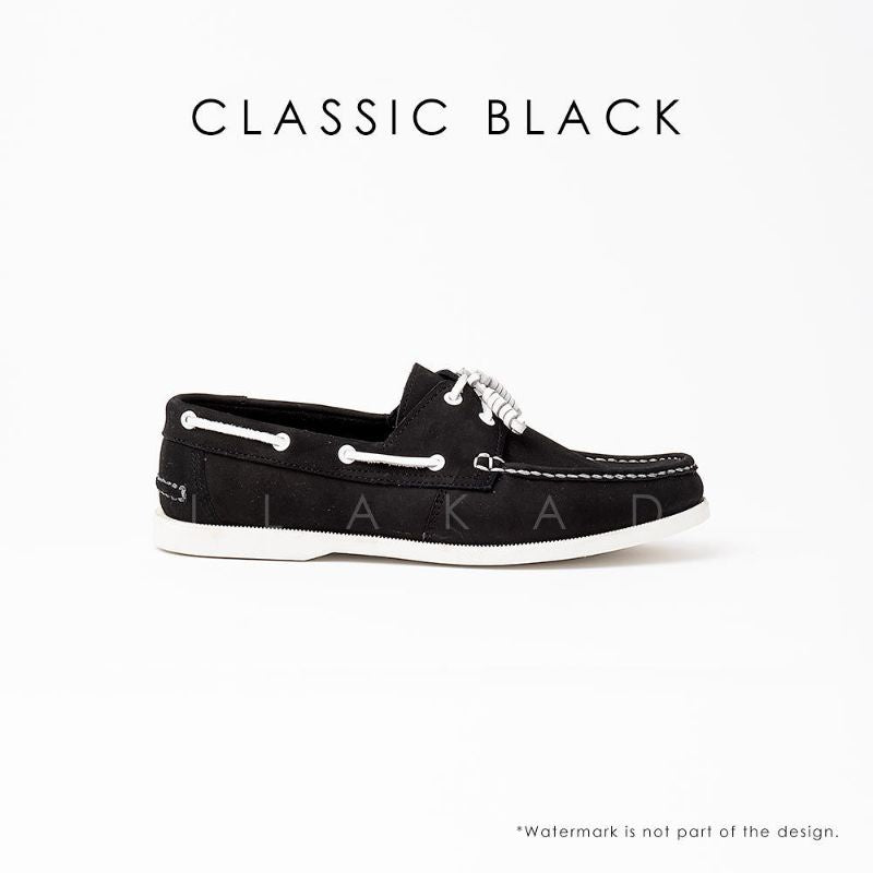 Ilakad Classic Black Boat Shoes Topsider Men Genuine Leather Shoes Marikina Made