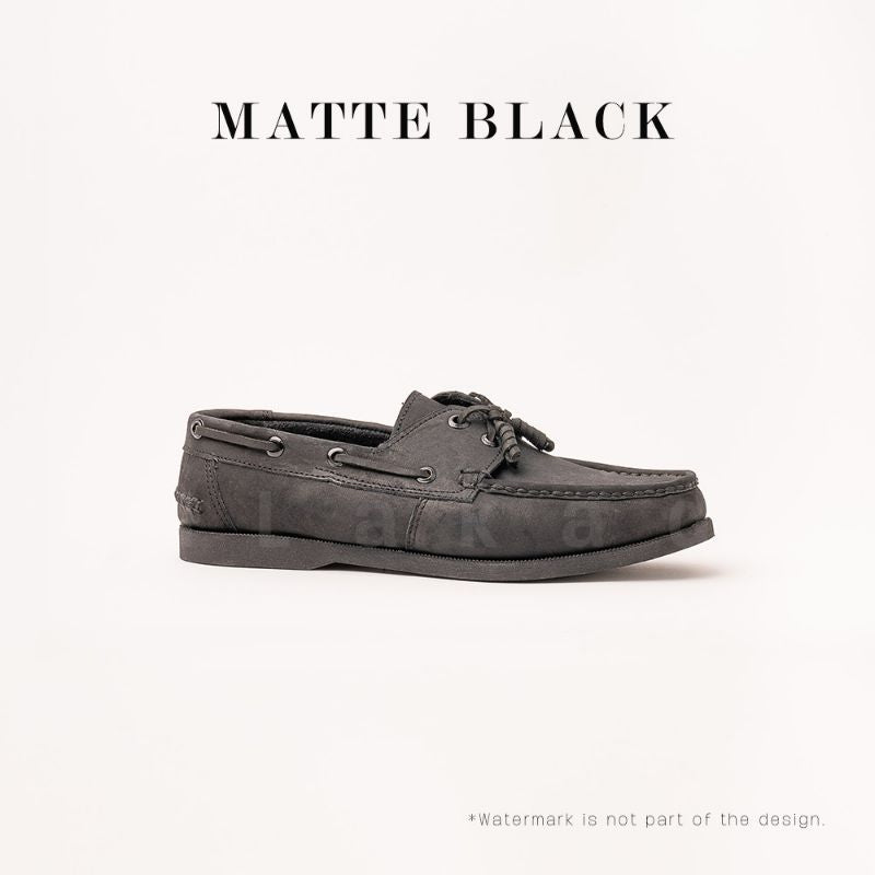 Ilakad Matte Black Boat Shoes Topsider Men Genuine Leather Shoes Marikina Made