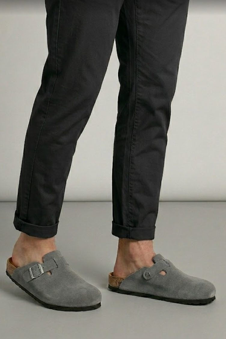 Ilakad Clogs - Gray Men Genuine Cow Leather Marikina Made