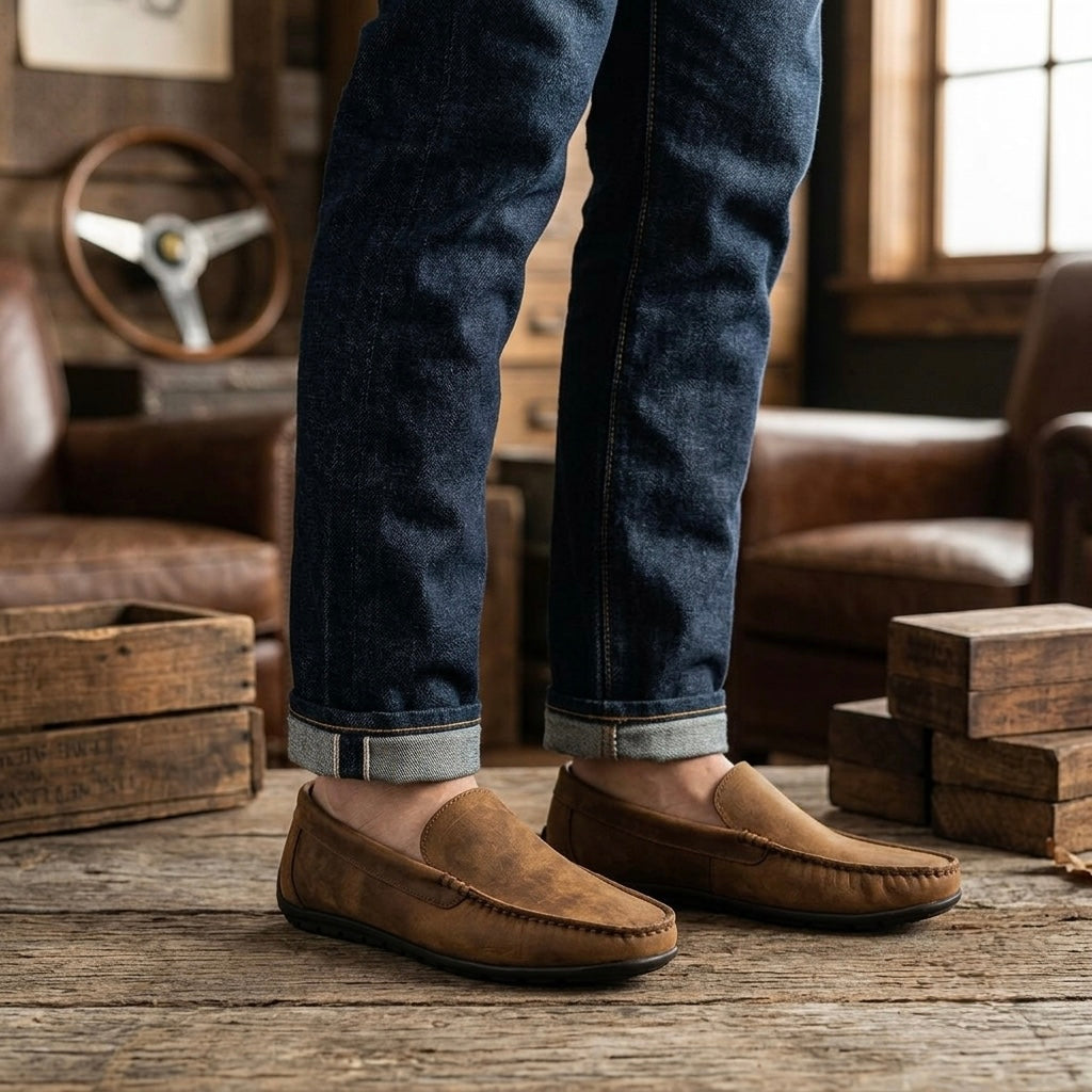Ilakad Elliot Zac Driving Loafer Shoes Men Slip on Genuine Leather Shoes Marikina Made (Copy)