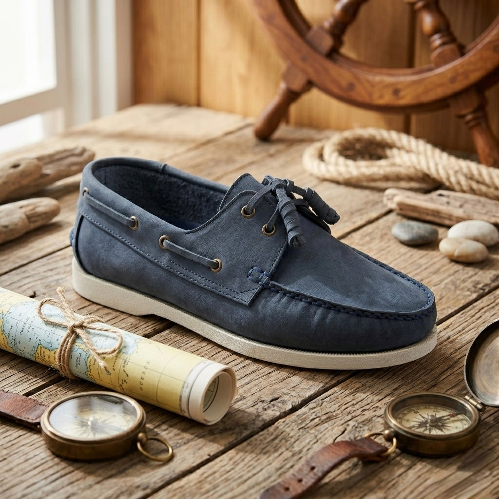 Ilakad Mist Blue Boat Shoes Topsider Men Genuine Leather Shoes Marikina Made
