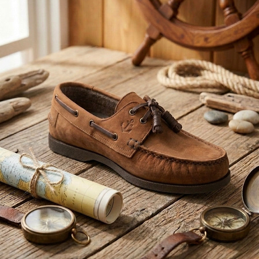 Ilakad Moss Brown Boat Shoes Topsider Men Genuine Leather Shoes Marikina Made
