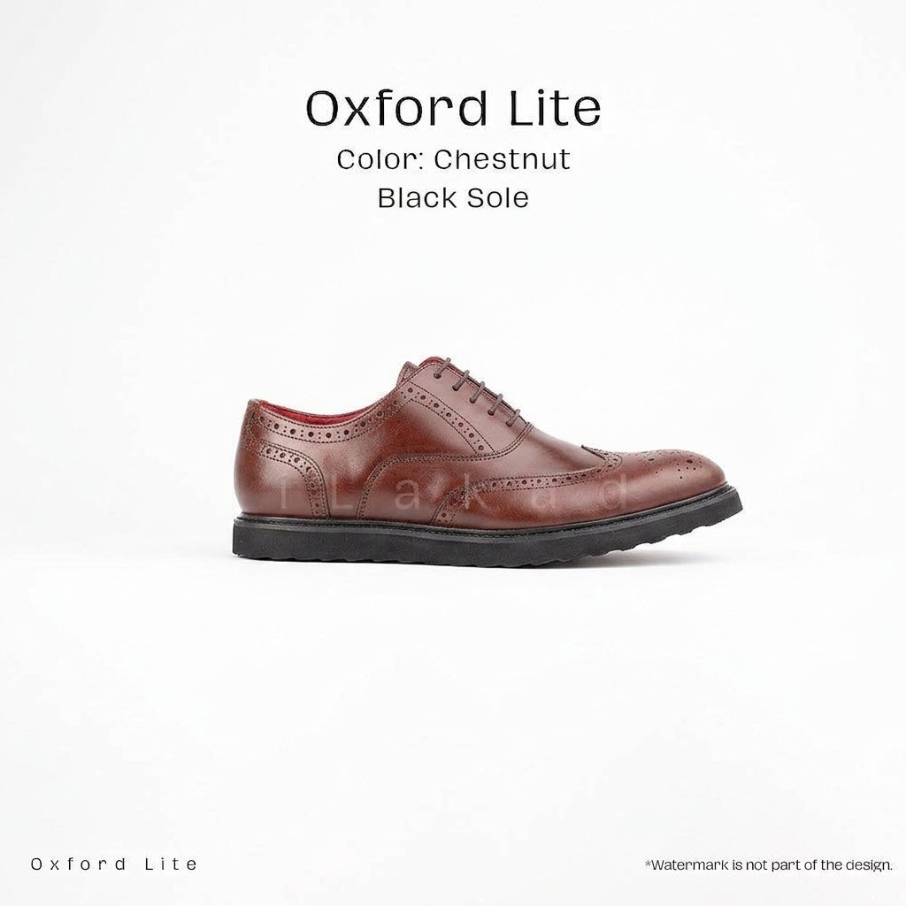 Ilakad Oxford LITE Chestnut Wingtip with BLACK Rubber Outsole Smart Casual Formal Genuine Leather Shoes Marikina Made