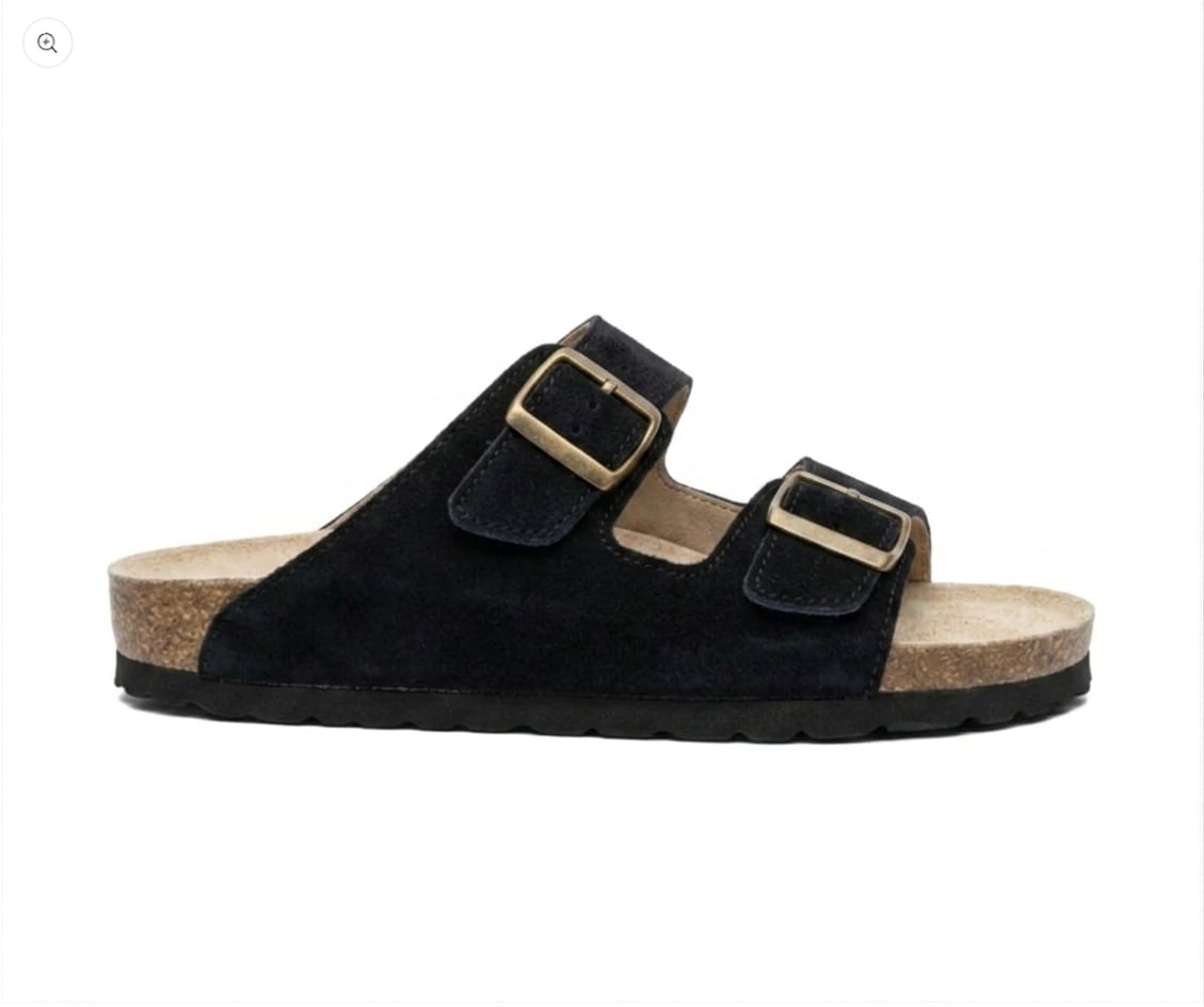 Ilakad Two-Strap BLACK Cork Sandals -  Genuine Cow Leather Marikina Made Footwear Shoes