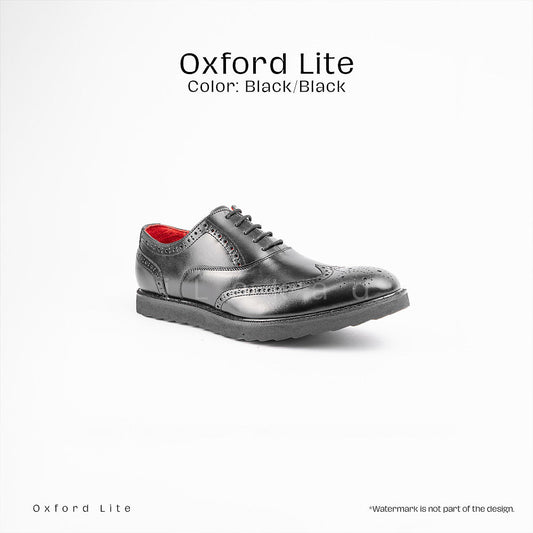 Ilakad Oxford LITE Black/Black Wingtip Rubber Outsole Smart Casual Formal Genuine Leather Shoes Marikina Made