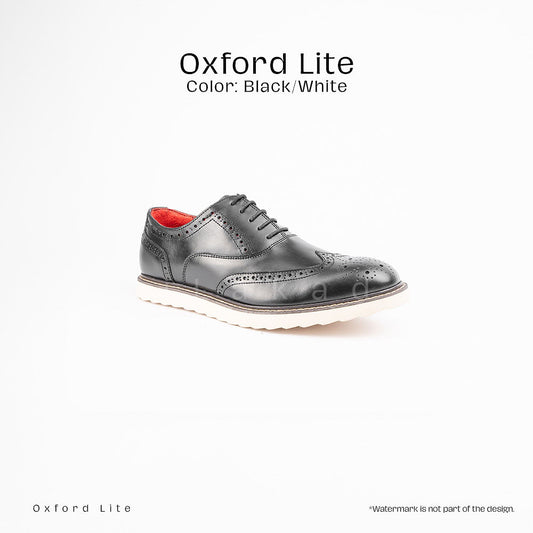 Ilakad Oxford LITE Black/White Wingtip Rubber Outsole Smart Casual Formal Genuine Leather Shoes Marikina Made