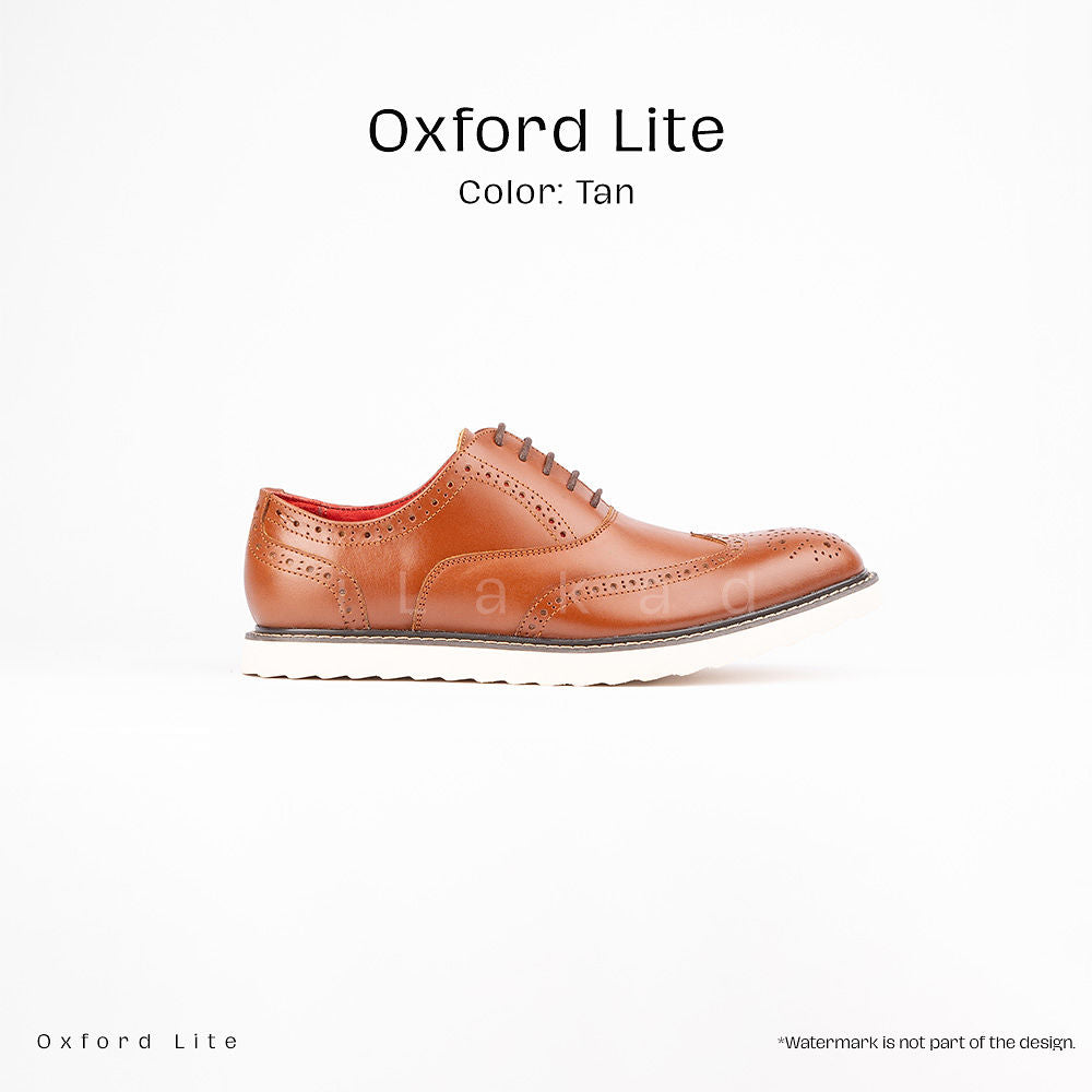Ilakad Oxford LITE Tan Wingtip Rubber Outsole Smart Casual Formal Genuine Leather Shoes Marikina Made