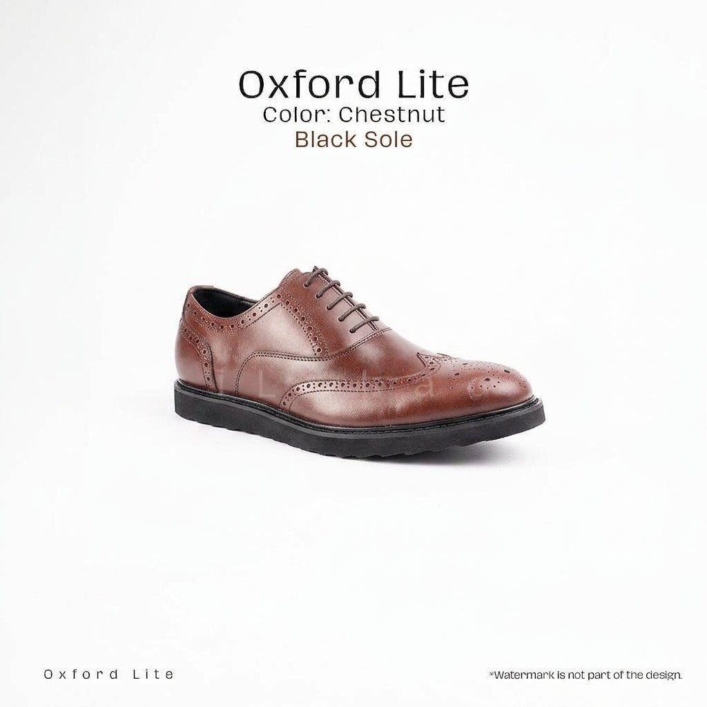 Ilakad Oxford LITE Chestnut Wingtip with BLACK Rubber Outsole Smart Casual Formal Genuine Leather Shoes Marikina Made